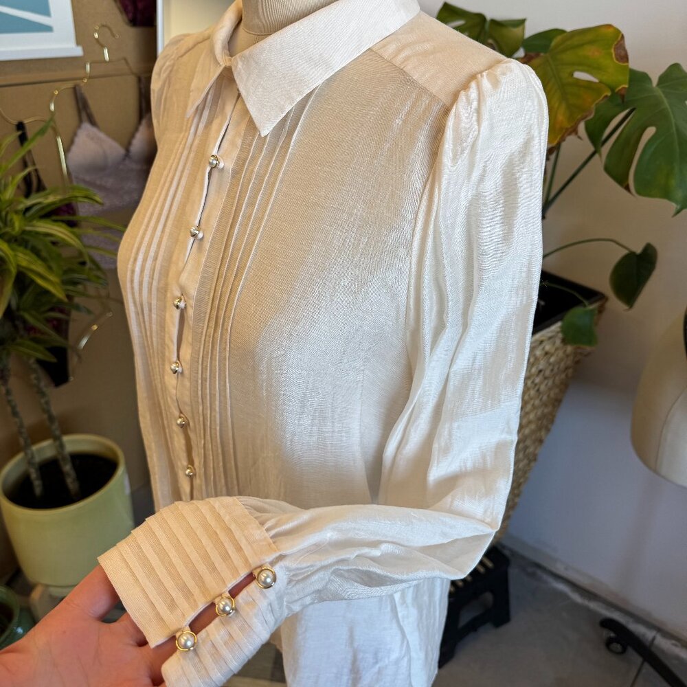 Ever New Hazel Pearl-Button Pintuck Shirt Women's Blouse